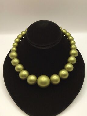 Classic Olive Green Wood Bead Statement Necklace